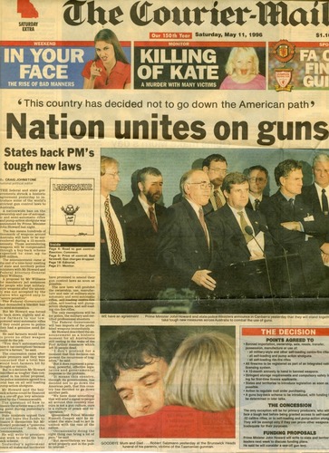 Preview medium courier mail  nation unites on guns  11 may 1996