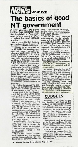 Preview medium nt news opinion  the basics of good nt government  17 may 1986