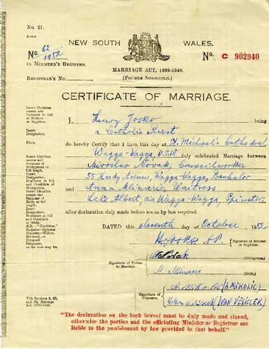 Preview medium marriage certificate miroslav novak   anna milnaric 11 oct 1952