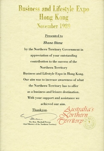 Preview medium certificate of appreciation hong kong expo 1989