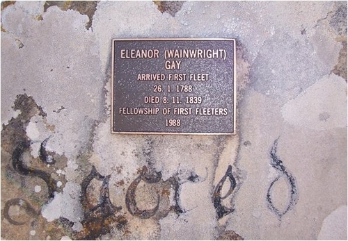 Medium fellowship of first fleeter plaque on ellen wainwright s  head stone