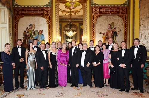 Medium group photo with hrh earl of wessex pre dinner drinks buckingham palace london 8 july 2014